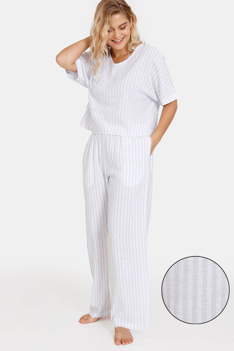 Buy Marks Spencer Cotton Pyjama Set Blue Mix at Rs.1400 online